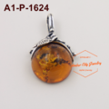 蘋果琥珀純銀墜子