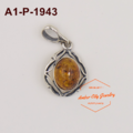 歐風小經典簡約琥珀純銀墜子