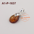 茄子琥珀純銀墜子_2