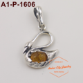 天鵝琥珀純銀墜子_1