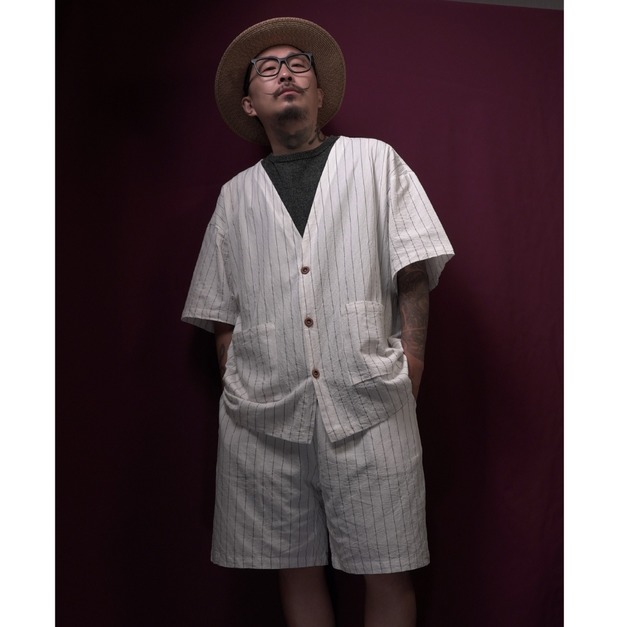 VOYOU｜亞麻線條套裝/Linen Pinstripe Set