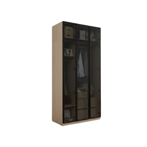 ｜奶霜3.7尺加高黑玻衣櫃｜