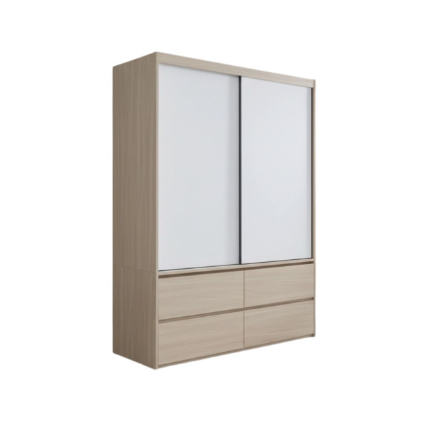 ｜奶霜5X7尺四抽推門衣櫃｜