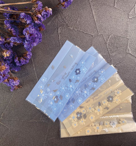 限定優惠買2組送1組 -〔台灣製.點心袋.餅乾袋 14 x 7 (+3)cm 〕- Flower小花 (米/藍) -100個