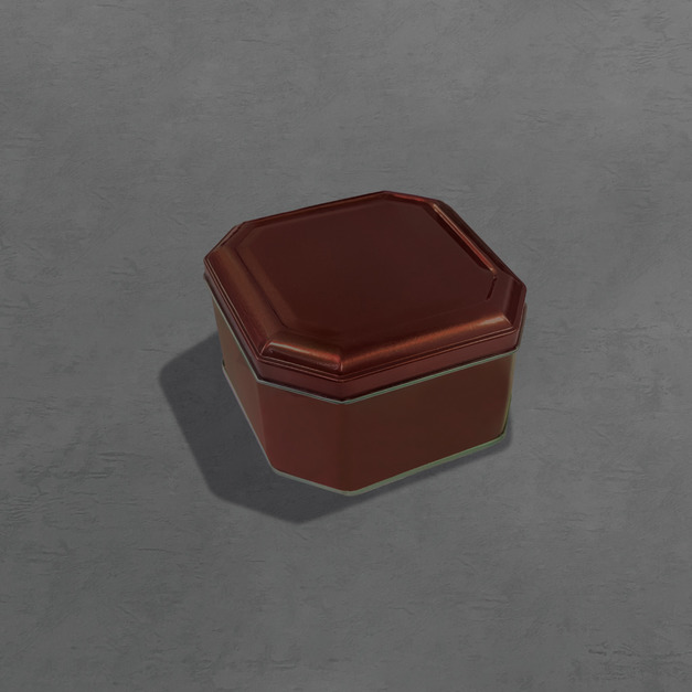 〔八角鐵盒 14*14 (+6.3)cm〕-紅銅金