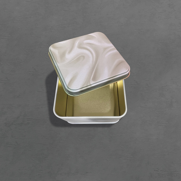 〔方鐵盒 10*10 (+5.9)cm〕- 大理石灰