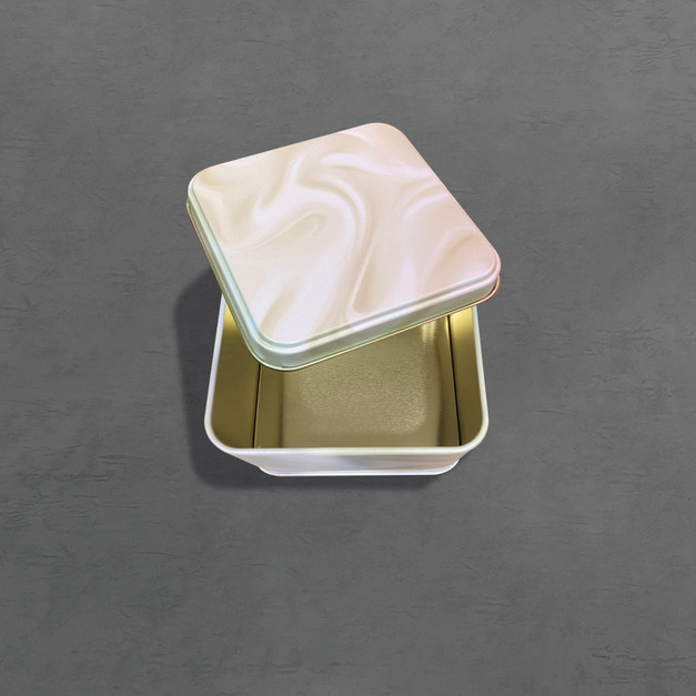 〔方鐵盒 10*10 (+5.9)cm〕- 大理石黃