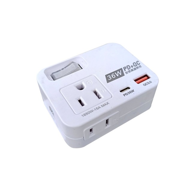 【RU-172】 3P+2P-1開2插智慧快充轉接器 36W/2埠