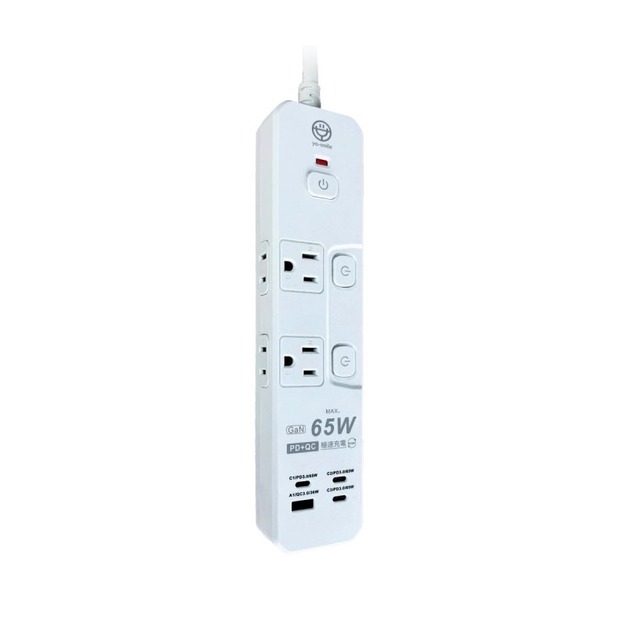 【EU-P322W-4】 3P+2P-3開4插快充延長線/白/65W/4埠/1.2M
