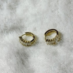 扣環式水鑽耳環