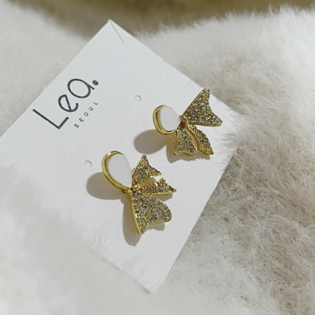 蝴蝶結水鑽耳環