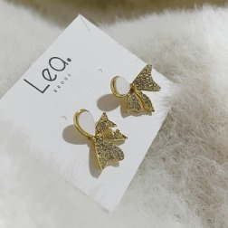 蝴蝶結水鑽耳環