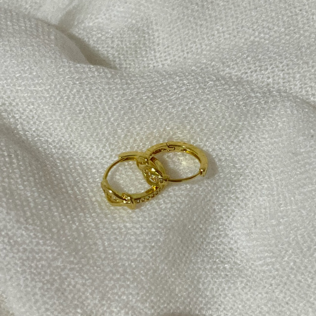 打結鑲鑽耳扣式耳環