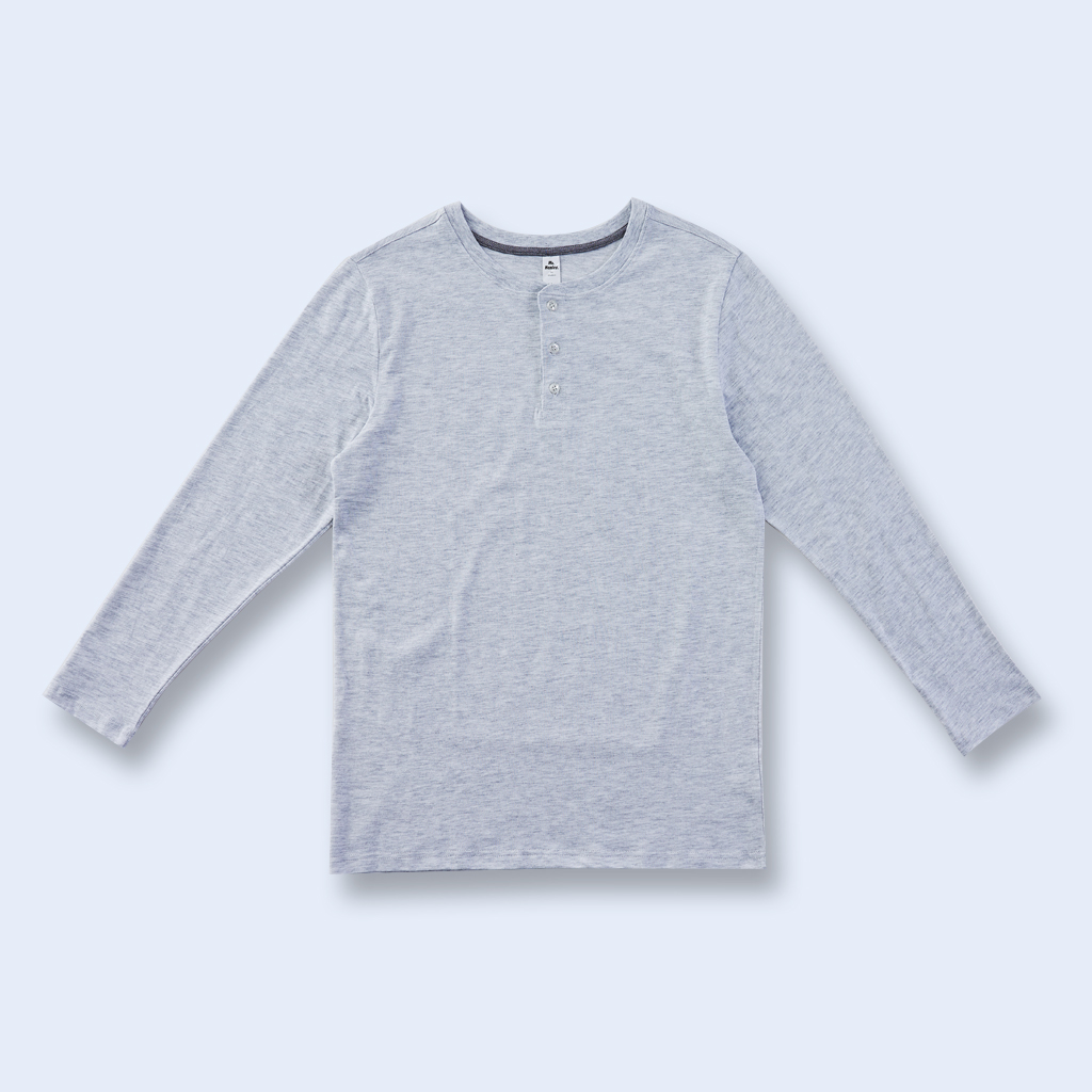 經典八分袖亨利衫-淺麻灰