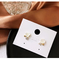 韓版時尚新款耳飾氣質小清新森系鋯石珍珠貝殼梅花耳環_3