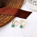 幾何字母C綠松石耳環_2