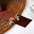 幾何字母C綠松石耳環_1