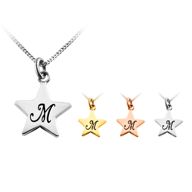 客製化｜星星深刻中英文字姓名項鍊 SLMn601A-1