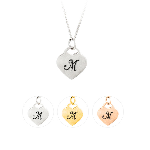 客製化｜愛心深刻中英文字姓名項鍊 n90000005A-1