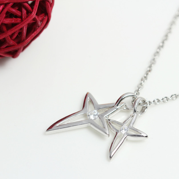 925純銀｜十字星雙墜鋯石項鍊 SHS448