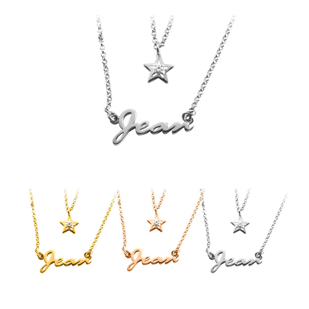 925純銀｜雙鍊式星星款．中/英文字姓名項鍊訂做 SLMn301A-SLMn301A-1