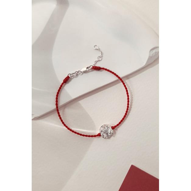 925純銀｜財運亨通紅線手鍊(白) 9BW0051