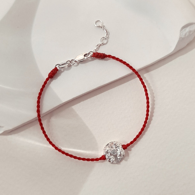 925純銀｜財運亨通紅線手鍊(白) 9BW0051