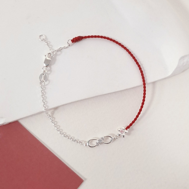 925純銀｜無限有錢花幸運紅線手鍊 HL0285B01