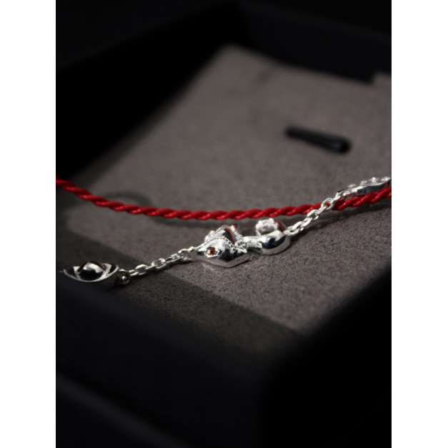 925純銀｜招桃福狸紅線手鍊 HL0297B01