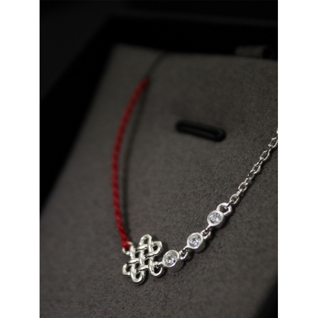 925純銀｜祈福吉結紅線手鍊 HL0392B01