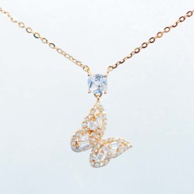 925純銀｜蝶蝶乘心項鍊(玫瑰金) V06714HM