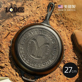 黃石公園系列 美國製圓形鑄鐵平底煎鍋/烤盤-27cm(Authentic Y)