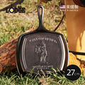 黃石公園系列 美國製方形鑄鐵橫紋煎鍋/烤盤-27cm(Cowboy)
