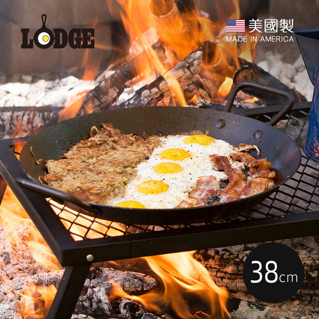 美國製高碳鋼雙耳平底煎鍋-38cm