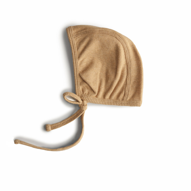 Mushie Ribbed Baby Bonnet 嬰兒繫帶軟帽