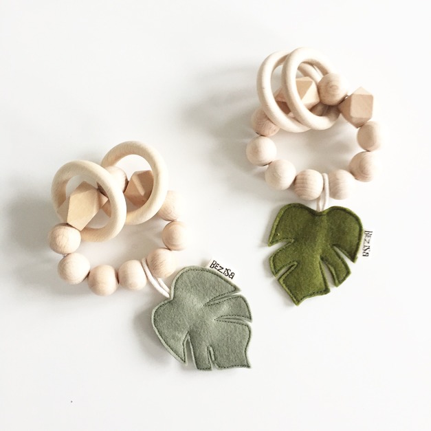 BEZISA Rattles 木製響環 LEAVES