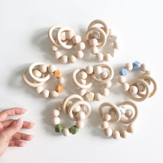 BEZISA WOODEN BASICS Rattle (geo) 幾何原木響環