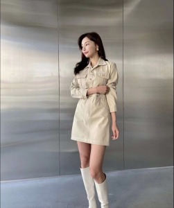 現貨 正韓高單卡其縫線襯衫短洋