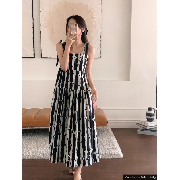 絕對必入~綁帶幾何度假長洋2色