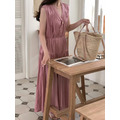 氣質光澤感收腰長洋-粉