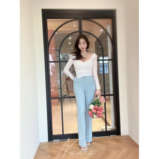 好瘦~高腰褲頭小喇叭西裝褲3色