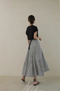 造型條紋長裙