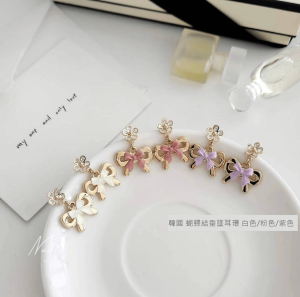 正韓 花朵蝴蝶結耳環