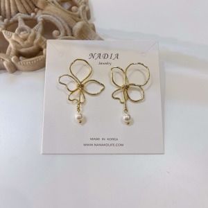正韓 金屬珍珠造型耳環