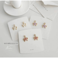 正韓 花朵蝴蝶結耳環_1