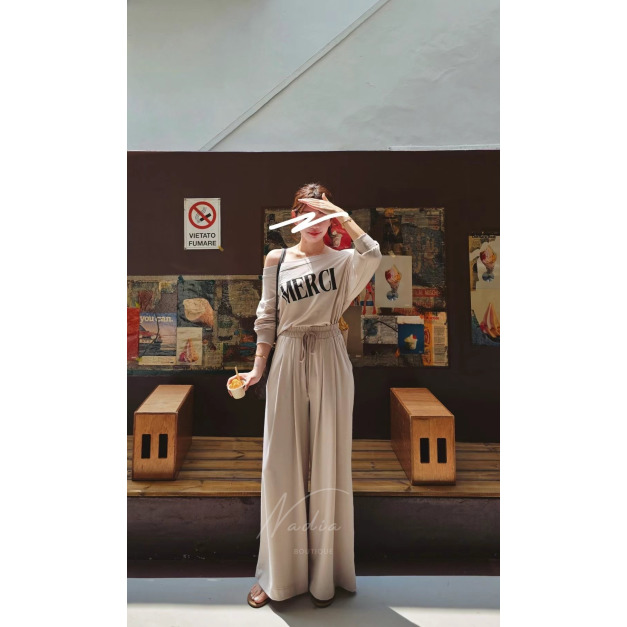 G08 自留款!Merci休閒感寬領上衣休閒感舒適寬版神褲