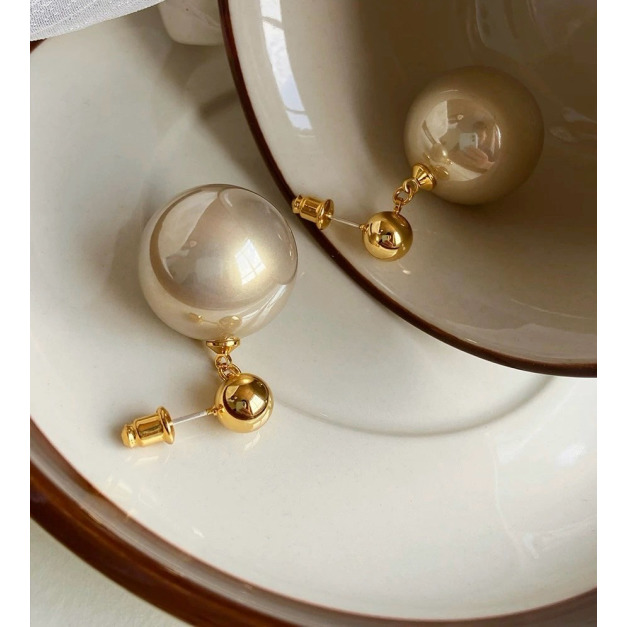 飾品♡M19爆款香檳金珍珠耳環