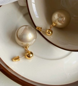 飾品♡M19爆款香檳金珍珠耳環