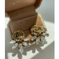 飾品♡M17復古玫瑰花輕奢耳環_3