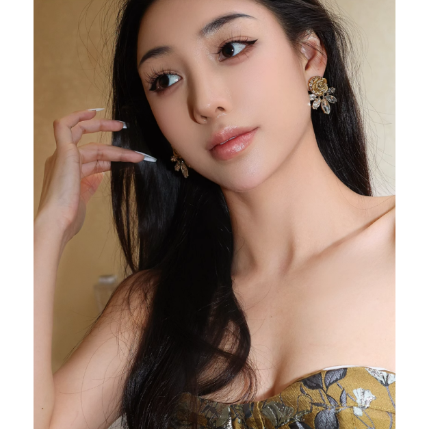 飾品♡M17復古玫瑰花輕奢耳環